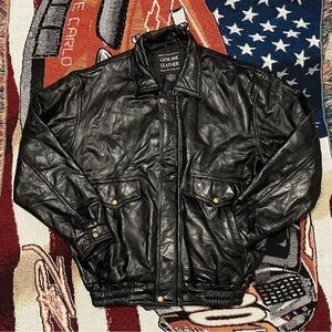 Vintage Napoline Leather Outfitters Mens Patchwork Leather Bomber Jacket (XL)